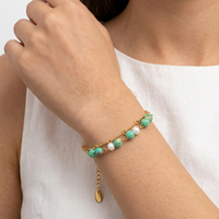 Bracelets élégants pour femmes avec perles à double couche et pierres polies, choix multicolores pour les fêtes