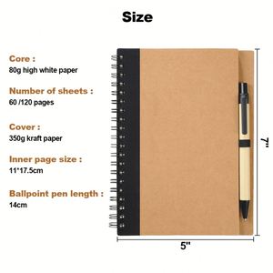 Carnet à spirales promotionnel personnalisé, écologique, 5x7 pouces, avec stylo - Product Image 3