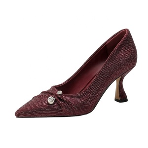 Escarpins à bout pointu ornés de strass et de paillettes personnalisés, talon fin incurvé de 7,5 cm, confortables, tendance, pour le bureau et la <span class=keywords><strong>danse</strong></span> - Product Image 4