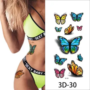 나비 얼굴 문신 키즈 3D 이동식 방수 임시 나비 꽃 문신 스티커 임시 문신