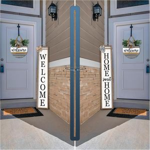 Segno di benvenuto in stile fattoria dipinto all'aperto portico anteriore in piedi grande 2 lati in legno alto verticale snello lungo casa dolce casa - Product Image 3