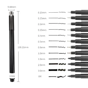 Khy Niet Giftig Architect Waterdicht Pigment Inkt Fineliner Liner Zwart Micro-Pen Punt Voor Het Schrijven En Tekenen Van Fijne Tip Marker Pen