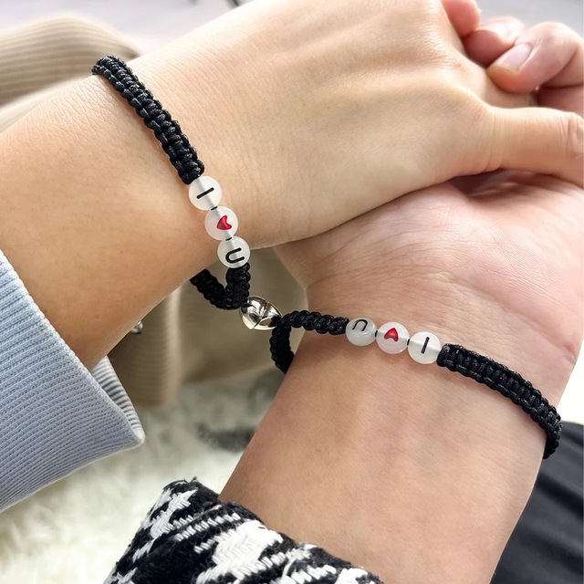 Handmade Cute Hand String Woven Ldr Couples Glow Dark Lovers Friendship Best Gift Bracelets Bangle Magnetic Long Distance Quake