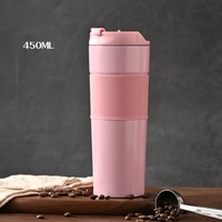 Bouteille isotherme portable à double paroi en acier inoxydable de 450 ml avec logo personnalisé, pour café, eau et support de rangement