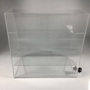 Nhà Máy Bán buôn rõ ràng <span class=keywords><strong>Acrylic</strong></span> nghiêng 3 kệ Countertop khóa hiển thị trường hợp với nghiêng phía trước và trượt trở lại - Product Image 1