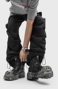 <span class=keywords><strong>Bottes</strong></span> mi-hautes personnalisées 2025, style punk gothique, motif de crânes, chaussures pour femmes et hommes, hauteur accrue - Product Image 6