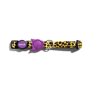 ปลอกคอแมวลายเสือดาวสีม่วงแบบปรับได้พร้อมหัวเข็มขัด - Product Image 1
