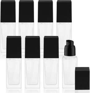 ขวดแก้วฝ้าแบบกดปั๊มทรงเหลี่ยม ขนาด 30 มล. 60 มล. สำหรับครีมบำรุงผิวและรองพื้นชนิดน้ำ พร้อมโลโก้สั่งทำ - Product Image 1