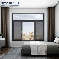 Ventana de Aluminio Minimalista de Perfil Delgado con Panel de Vidrio Grande de Piso a Techo para Diseño Arquitectónico Contemporáneo