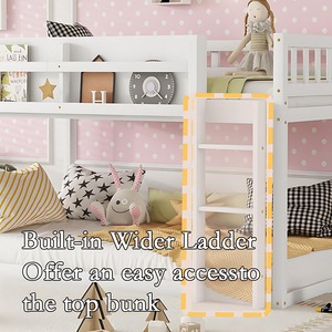 Cama Alta Doble sobre Doble, Ahorra Espacio para Niños y Adultos, Fácil de Montar, Cama Alta Segura para Niños Pequeños con Barandillas, Blanca - Product Image 5