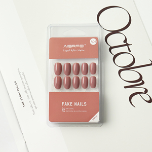 AIERFEI 24 piezas Color Rosa Color desnudo corto ovalado corto redondo suave Gel prensa en las <span class=keywords><strong>uñas</strong></span> postizas proveedor <span class=keywords><strong>uñas</strong></span> al por mayor - Product Image 5