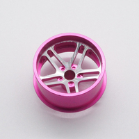 Roues de voiture en alliage d'acier inoxydable personnalisées 1/64 avec pneus en caoutchouc, étrier de frein, moyeu usiné CNC pour pièces et accessoires RC