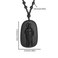 Collier pendentif en obsidienne avec statue de Saint Benoît pour hommes et femmes, amulette de prière et d'exorcisme, bijoux en verre plaqué or