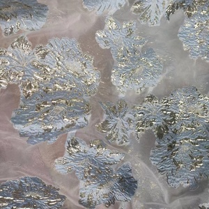 Penjualan laris Tiongkok kain Jacquard Organza populer bunga mawar Bronzing renda Trim Afrika Tulle gaun malam kain renda - Product Image 3