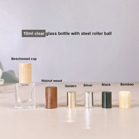 Flacon roll-on carré plat en verre dépoli transparent de 10 ml, avec bille en acier, pour parfum, huiles essentielles DIY, recharges personnalisées