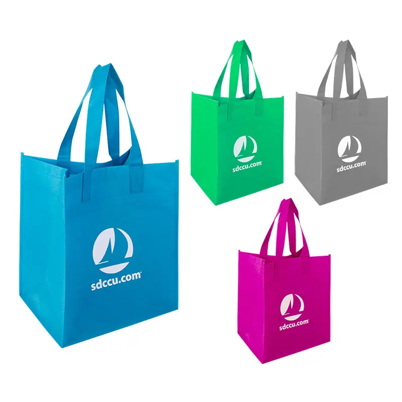رخيصة طباعة مخصصة قابلة لإعادة التدوير تعزيز التسوق الإيكولوجية غير المنسوجة حمل النسيج حقيبة حمل مع شعار