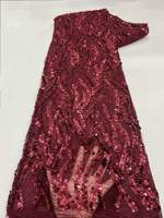 Tissu de robe de mariée et de soirée en dentelle à sequins or rose, motif vague, pour couture, livraison rapide