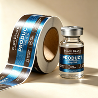 Étiquettes autocollantes en vinyle texturé argenté de luxe, imperméables, avec code-barres, résistantes aux UV inversés, personnalisées pour flacons de peptides, assorties aux boîtes 3ml/10ml/30ml
