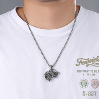 Pendentif en acier inoxydable à motif de loup, style rétro nordique viking, bijoux en argent pour hommes