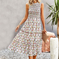 Robe Maxi à la mode avec imprimé floral vert de haute qualité, lin à volants pour les femmes de grande taille/