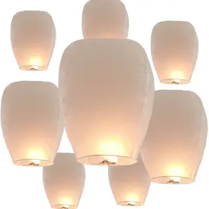 Colorful Sky Chinese Paper Lanterns With Lights Biodegradable Paper Crafts Good Wishes Flying lantern