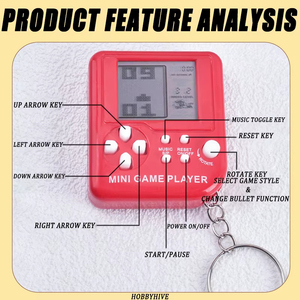 X Mini Game Keychain Portable <b>Handheld</b> Brick Game <b>Console</b> 23 Classic Games <b>Retro</b> Pocket Game Toy Key Chain Ornament Gift - Product Image 6