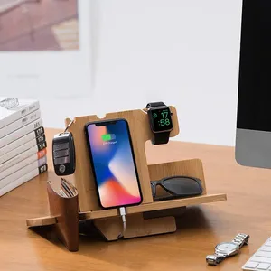 Benutzer definiertes Logo Holz Handy halter Aufladen Geschenk Docking station Holz Display Stand