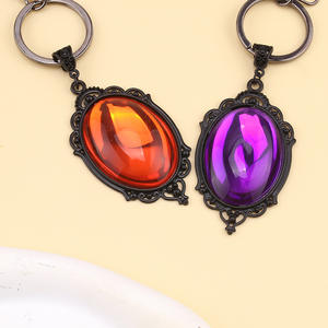 Dark Gothic Retro Crystal Pendant <b>Keychain</b> Purple Red Synthetic Glass European Style Jewelry Accessory - Product Image 2