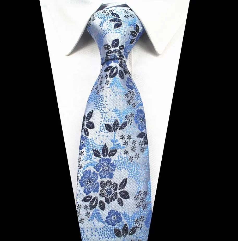 Wholesale Mens Paisley Woven Tie 7cm Blue Handmade Custom Flowers Neckties Red Floral Jacquard Silk Neck Ties