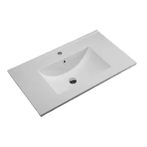 Rectangular Vanity Basin Single Sink Cabinet Vanity Top Hot Sale Hotel Ceramic Luxury Bathroom Modern Wash Hand Polished 3 Years
