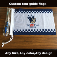 Drapeau de guide touristique personnalisé de haute qualité en polyester avec mât télescopique, drapeau à main, drapeau double face pour guide touristique