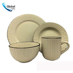 Service de table en céramique - Assiettes, bols et tasses en porcelaine élégante pour les repas, service de table complet pour les cadeaux de mariage et de pendaison de crémaillère - Product Image 1