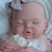 Poupée Reborn de 18 pouces, corps entier en silicone souple, bouche ouverte, nouveau-né réaliste, bébé endormi, poupée fille rêveuse avec bandeau à nœud