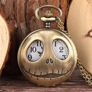 <span class=keywords><strong>Montre</strong></span> <span class=keywords><strong>de</strong></span> poche à quartz avec pendentif en forme <span class=keywords><strong>de</strong></span> crâne <span class=keywords><strong>de</strong></span> clown aux grands yeux et d'épouvantail, chaîne, collier créatif antique, <span class=keywords><strong>montre</strong></span> en alliage <span class=keywords><strong>de</strong></span> 47 mm - Product Image 1