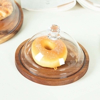 Récipient de porte-gâteau en bambou en bois écologique de haute qualité Youlike avec couvercle rond en acrylique transparent pour la nourriture de Table de fête de mariage