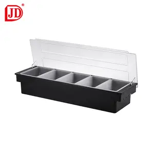 5 Compartments Holder Condiment Caddy Restaurant Plastic Bar Condiment Holder