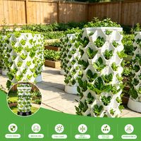 Tour de jardin empilable pour 30 plantes en HDPE recyclé, prête à l'emploi, avec LED à spectre complet, pour projets de jardinage pour enfants et récoltes rapides et fraîches