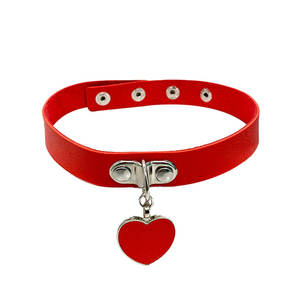 Persönliche Herzförmige Kurze Choker-Halskette Gothic Punk Schmuck Harajuku Kostüm Anime Trendiger PU-Leder-Schmuck - Product Image 3