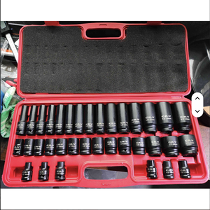 Jeu de douilles à chocs hexagonales profondes <span class=keywords><strong>35</strong></span> en 1, 1/2 pouce, en acier Cr-V, phosphate noir, pneumatique, avec boîte en plastique - Product Image 1