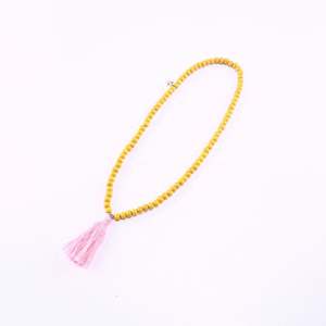 Collier de perles en bois jaune personnalisé ensemble de bijoux de mode colliers à pampilles pour femmes fille - Product Image 4