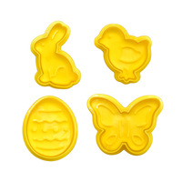 Ensemble de moules à gâteaux en forme irrégulière, série de Pâques, printemps, Simulation 3D, dessin animé, 4 pièces, THM021