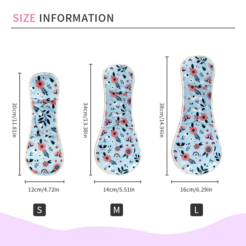 2PCS 4 레이어 재사용 가능한 생리대 S SIZE 면 메쉬 플러스 사이즈 빨 팬티 라이너 통기성 레이디 천 위생 냅킨