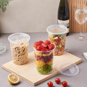 Clear <b>Plastic</b> 32 oz Storage Box Jar PP Soup Salad Bowl Disposable Food Bucket Tamper Proof Evident Deli <b>Container</b> With logo <b>Lid</b> - Product Image 5