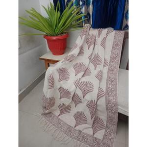 Super <b>White</b> Fabric Handmade Cotton <b>Throw</b> Blanket Printed Tassels Eco-friendly Lightweight All-Season Home Decor for Great Price - Product Image 1