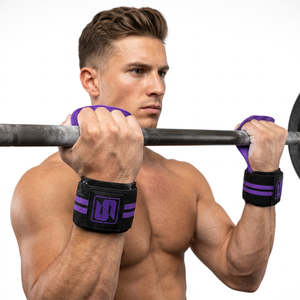 Saar Industries Heavy Duty Cowhide Straight Weightlifting Hand Grips Non-Slip Surface Customizable Logo Unisex Body Building - Product Image 1