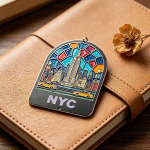 Marcapáginas de Metal Personalizado de Aleación de Zinc Esmaltado, Paisaje Urbano de Nueva York, Edificio Empire State, Taxi Amarillo, Recuerdo Turístico, Regalo Coleccionable - Product Image 1