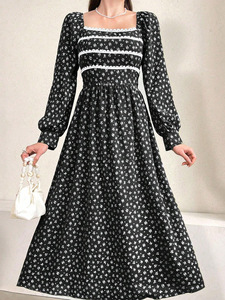 <span class=keywords><strong>เด</strong></span><span class=keywords><strong>รส</strong></span><span class=keywords><strong>แขน</strong></span><span class=keywords><strong>ยาว</strong></span><span class=keywords><strong>คอ</strong></span>สี่เหลี่ยมพิมพ์ลายดอกไม้เล็กๆสำหรับผู้หญิงใส่ได้ในฤดูใบไม้ผลิและฤดูร้อนสไตล์ใหม่ - Product Image 3