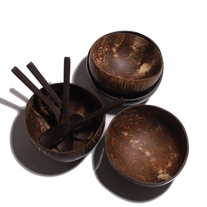 Bát và thìa dừa, bát sinh tố bằng gỗ, bát salad dừa chay, bát dừa bền vững - Product Image 3