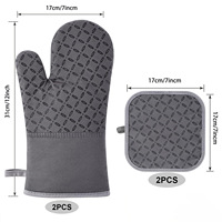 Maniques et protège-plats en silicone gris résistants à la chaleur, antidérapants, avec doublure en coton, pour la cuisine et la pâtisserie