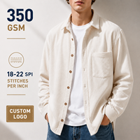 Kemeja Corduroy Klasik Preppy 320Gsm Pria Gaya Heritage Lengan Panjang Regular Fit Kancing Depan Pakaian Pria Premium